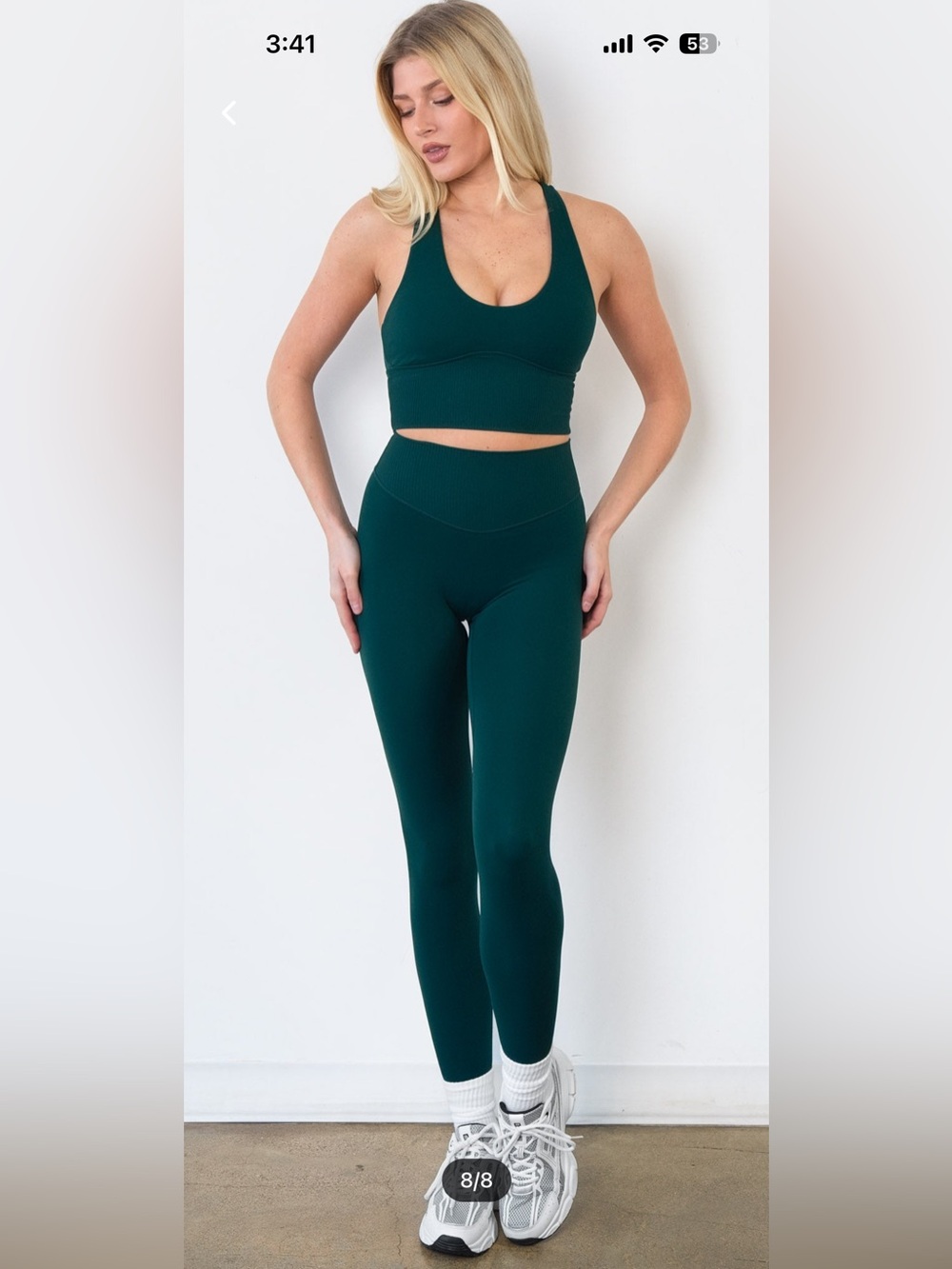 High-Rise Combo Legging in Forest Green. Small - Picture 3 of 5